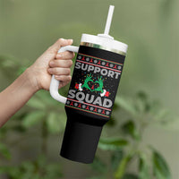 Support Squad HIV Awareness Gift Tumbler With Handle Green Hand Red Ribbon Ugly Sweater Christmas Gift - Wonder Print Shop