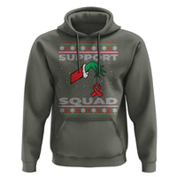 Funny Green Hand Red Ribbon HIV Awareness Hoodie Support Squad Ugly Sweater Gift - Wonder Print Shop