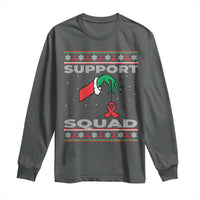 Funny Green Hand Red Ribbon HIV Awareness Long Sleeve Shirt Support Squad Ugly Sweater Gift - Wonder Print Shop