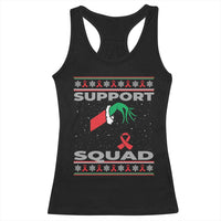 Funny Green Hand Red Ribbon HIV Awareness Racerback Tank Top Support Squad Ugly Sweater Gift - Wonder Print Shop