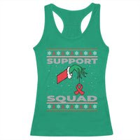 Funny Green Hand Red Ribbon HIV Awareness Racerback Tank Top Support Squad Ugly Sweater Gift - Wonder Print Shop