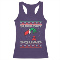 Funny Green Hand Red Ribbon HIV Awareness Racerback Tank Top Support Squad Ugly Sweater Gift - Wonder Print Shop