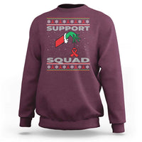 Funny Green Hand Red Ribbon HIV Awareness Sweatshirt Support Squad Ugly Sweater Gift - Wonder Print Shop