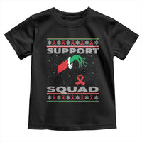 Funny Green Hand Red Ribbon HIV Awareness Toddler T Shirt Support Squad Ugly Sweater Gift - Wonder Print Shop