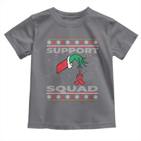 Funny Green Hand Red Ribbon HIV Awareness Toddler T Shirt Support Squad Ugly Sweater Gift - Wonder Print Shop