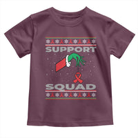 Funny Green Hand Red Ribbon HIV Awareness Toddler T Shirt Support Squad Ugly Sweater Gift - Wonder Print Shop