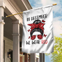 In December We Wear Red Garden Flag HIV Awareness Empowered Woman Gift - Wonder Print Shop