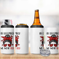 In December We Wear Red 4 in 1 Can Cooler Tumbler HIV Awareness Empowered Woman Gift - Wonder Print Shop