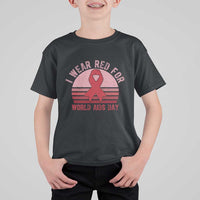 I Wear Red For World Aids Day T Shirt For Kid HIV Awareness Gift - Wonder Print Shop