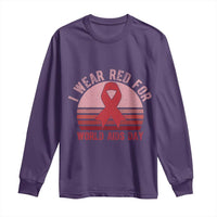 I Wear Red For World Aids Day Long Sleeve Shirt HIV Awareness Gift - Wonder Print Shop