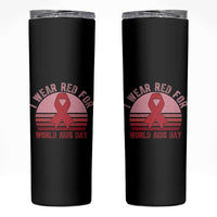 I Wear Red For World Aids Day Skinny Tumbler HIV Awareness Gift - Wonder Print Shop