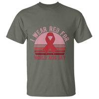 I Wear Red For World Aids Day T Shirt HIV Awareness Gift - Wonder Print Shop