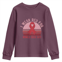 I Wear Red For World Aids Day Youth Sweatshirt HIV Awareness Gift - Wonder Print Shop