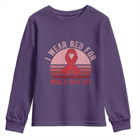 I Wear Red For World Aids Day Youth Sweatshirt HIV Awareness Gift - Wonder Print Shop