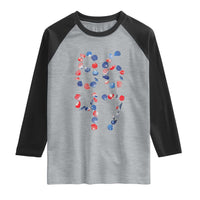 Red White Blue Seashell 8647 Raglan Shirt Viral 2026 Beach Walk Satire Graphic