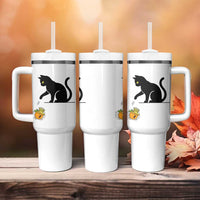 Funny No Kings Black Cat Tumbler With Handle Rebellious Cat Lover Gift