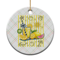 Striped Summer Lemonade Ceramic Ornament Preppy Brushstroke Aesthetic Graphic