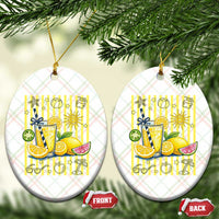 Striped Summer Lemonade Ceramic Ornament Preppy Brushstroke Aesthetic Graphic
