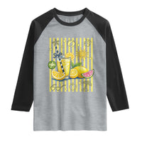 Striped Summer Lemonade Raglan Shirt Preppy Brushstroke Aesthetic Graphic