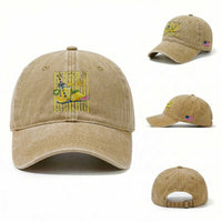 Striped Summer Lemonade Washed Cotton Baseball Cap Preppy Brushstroke Aesthetic Graphic