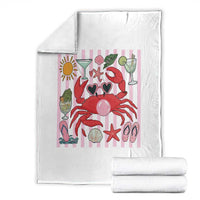 Funny Crab Tropical Summer Vacation Gift Throw Blanket Striped Summer Beach Vibes