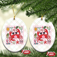 Funny Crab Tropical Summer Vacation Gift Ceramic Ornament Striped Summer Beach Vibes
