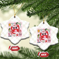 Funny Crab Tropical Summer Vacation Gift Ceramic Ornament Striped Summer Beach Vibes