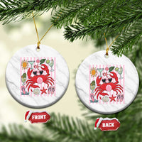 Funny Crab Tropical Summer Vacation Gift Ceramic Ornament Striped Summer Beach Vibes