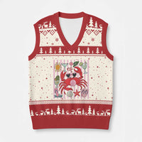 Funny Crab Tropical Summer Vacation Gift V-Neck Knit Sweater Vest Striped Summer Beach Vibes