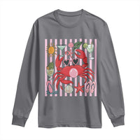 Funny Crab Tropical Summer Vacation Gift Long Sleeve Shirt Striped Summer Beach Vibes