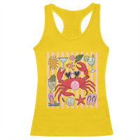 Funny Crab Tropical Summer Vacation Gift Racerback Tank Top Striped Summer Beach Vibes