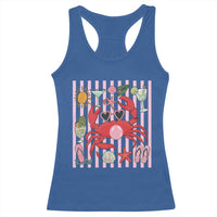 Funny Crab Tropical Summer Vacation Gift Racerback Tank Top Striped Summer Beach Vibes