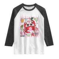 Funny Crab Tropical Summer Vacation Gift Raglan Shirt Striped Summer Beach Vibes
