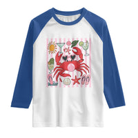 Funny Crab Tropical Summer Vacation Gift Raglan Shirt Striped Summer Beach Vibes