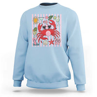 Funny Crab Tropical Summer Vacation Gift Sweatshirt Striped Summer Beach Vibes