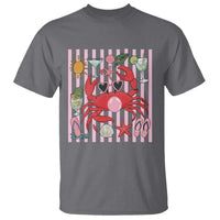 Funny Crab Tropical Summer Vacation Gift T Shirt Striped Summer Beach Vibes