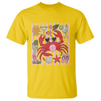 Funny Crab Tropical Summer Vacation Gift T Shirt Striped Summer Beach Vibes