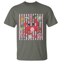 Funny Crab Tropical Summer Vacation Gift T Shirt Striped Summer Beach Vibes
