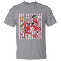 Funny Crab Tropical Summer Vacation Gift T Shirt Striped Summer Beach Vibes