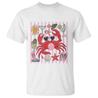 Funny Crab Tropical Summer Vacation Gift T Shirt Striped Summer Beach Vibes