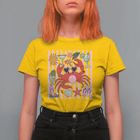 Funny Crab Tropical Summer Vacation Gift T Shirt For Women Striped Summer Beach Vibes