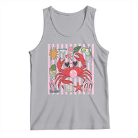 Funny Crab Tropical Summer Vacation Gift Tank Top Striped Summer Beach Vibes
