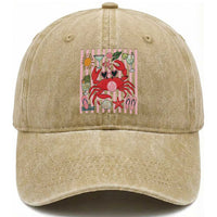 Funny Crab Tropical Summer Vacation Gift Washed Cotton Baseball Cap Striped Summer Beach Vibes