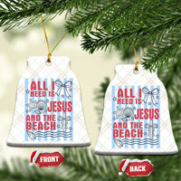 All I Need Is Jesus And The Beach Ceramic Ornament Striped Christian Summer Graphic