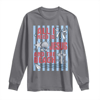 All I Need Is Jesus And The Beach Long Sleeve Shirt Striped Christian Summer Graphic