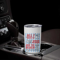 All I Need Is Jesus And The Beach Tumbler Cup Striped Christian Summer Graphic