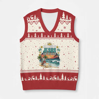 All I Need Is Jesus And The Beach V-Neck Knit Sweater Vest Christian Summer Faith Graphic
