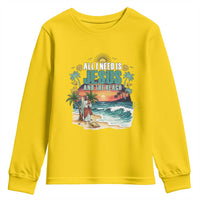 All I Need Is Jesus And The Beach Youth Sweatshirt Christian Summer Faith Graphic