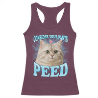 Funny Cat Racerback Tank Top Consider Your Pants Peed Meme Saying - Wonder Print Shop