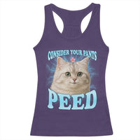 Funny Cat Racerback Tank Top Consider Your Pants Peed Meme Saying - Wonder Print Shop
